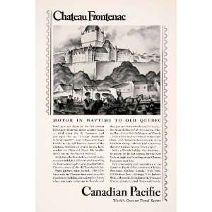  1929 Ad Canadian Pacific Railway Chateau Frontenac Quebec 