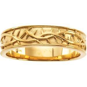    R7032 14K Yellow Gold MenS Duo Band W/Thorn Design Jewelry