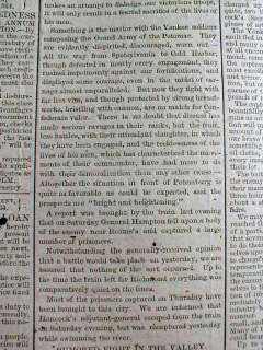 1864 Confederate newspaper BATTLE of REAMS STATION VA  