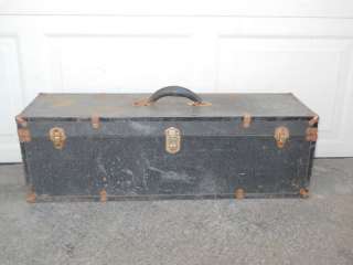 Antique Primitive Black Luggage Trunk Case 32x9x10  