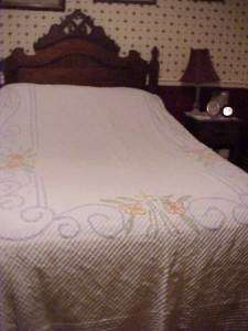 Vint. Chenille Bedspread w/ Pastel Flowers  