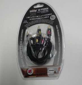 6FT 3 RCA TO 3 RCA A/V STEREO CABLE AUDIO/VIDEO NEW NIP  