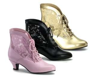   Heel Lace Up and Lace Victorian Ankle Boot (3) Colors*NIB*  
