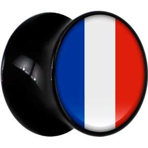  7mm Black Acrylic France Flag Saddle Plug Jewelry