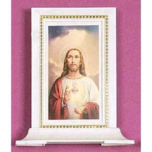  Pearl White Picture Shrine   Sacred Heart of Jesus   5 