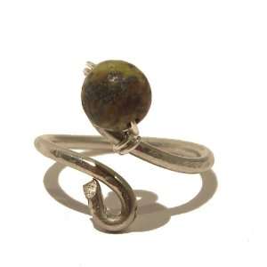   01 Silver Wire Genuine Natural Green Brown Stone Adjustable Jewelry