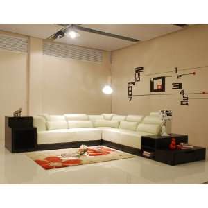   Italian Design White Bonded Leather Sectional Sofa: Home & Kitchen