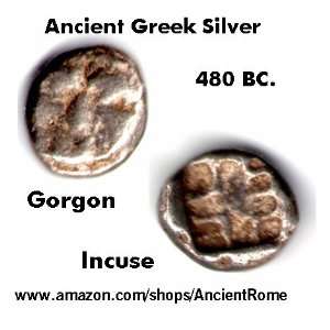  480 BC. GORGON FACING. ARCHAIC GREEK SILVER DRACHM. MYSIA 