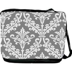  Grey Color Damask Design Messenger Bag   Book Bag   School 