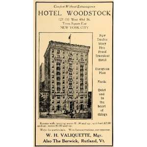   Hotel Woodstock W.H. Valiquette   Original Print Ad