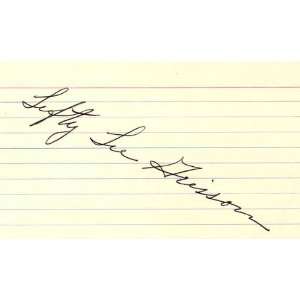  Lefty Leo Grissom Autographed 3x5 Card