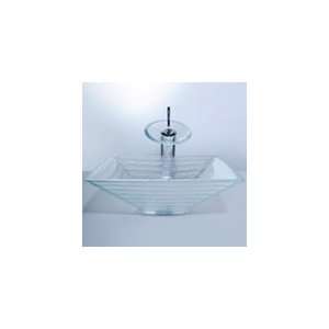  Kraus Alexandrite Square Glass Sink and Waterfall Faucet 
