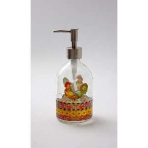  Glass Soap Dispenser, Fresco Roosters: Home & Kitchen