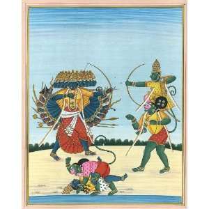  Lord Rama Killing Ravana   Watercolor on Paper   Artist 