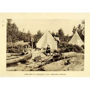   Canada Canadian Campers Canoe Art   Original Halftone Print Home