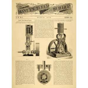  1879 Article Double Piston Balanced Engine Vintage 