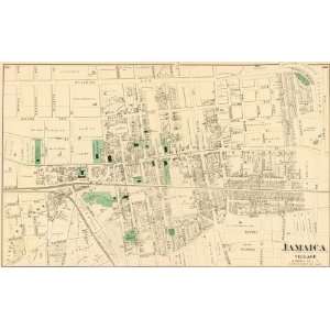 Warner & Beers 1873 Antique Street Map of Jamaica Village  