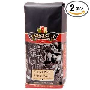 Urban City Coffee Sunset Blvd Ground, 16 Ounce Bags (Pack of 2 
