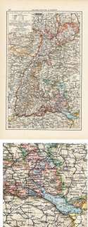 Rare Antique 1900 Times Map of Grand Duchy of Baden  
