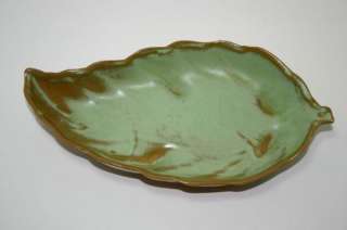 Vintage Frankoma Prairie Green Leaf Dish 225 Chip As Is  