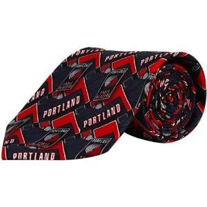 Portland Trail Blazers Red Black Block Pattern Tie Sports 