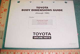1980  1986 TOYOTA CAR /TRUCK BODY/FRAME DIMENSION GUIDE  