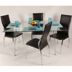 Walker Edison 5 Piece Medallion Dinette Set with Black Dining Chairs 