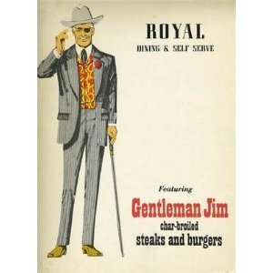 Royal Dining & Self Serve Menu Gentleman Jim Steaks & Burgers 1960s 