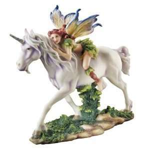 Mystical Fairy on Unicorn Desktop Tabletop Statue 