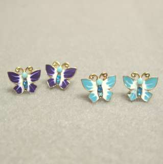 Cute Small BLUE or PURPLE Butterfly Stud Earrings!!!  