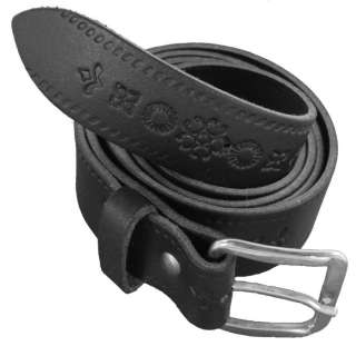 Z052 Mens black embossed real leather belt size XXL  