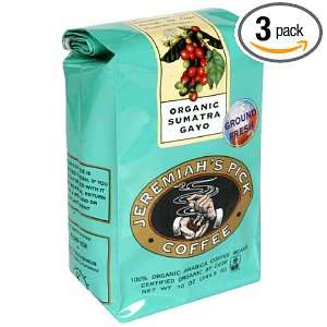 Jeremiahs Pick Coffee Organic Sumatra Gayo Ground Coffee, 10 Ounce 