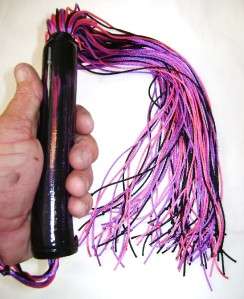 Hot Pink, Purple & Black Knotted Nylon Flogger Whip  