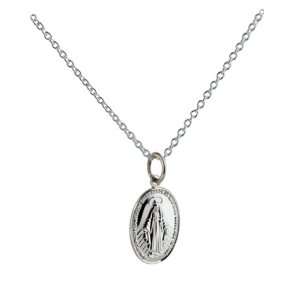   Workshops Silver 16x11mm Miraculous medal with Rolo chain 18 inches