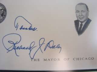 VTG Richard J. Daley SR Thank You Autograph Framed Mat Senior Mayor 
