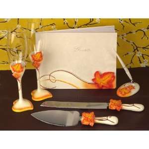  Autumn / Fall Theme Wedding Accessory Set Flutes, Cake 