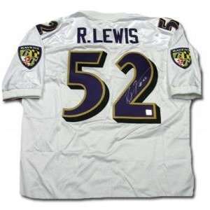 Ray Lewis Signed Authentic Ravens White Jersey:  Sports 