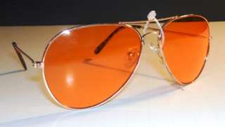 Aviator Gold Frame Blue Blocking Amber Lens Sunglasses  