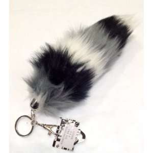  Mini Raccoon Foxtail Faux Fur 7 Keychain with Bonus Clip 