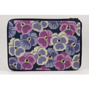  Cosmetic Purse   Pansies   Needlepoint Kit Arts, Crafts 