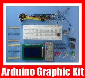 Arduino Kit : Wires Breadboard LED Resister IR 128 x 64 blue LCD UNO 