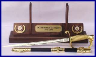 MILITARY SWORD LETTER OPENERS AND HARDWOOD DISPLAY  