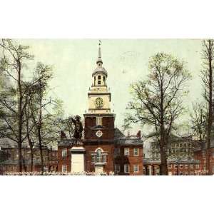  1912 Vintage Postcard Independence Hall and Barry Statue 