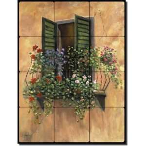  II By Francesca Martinelli   Tuscan Floral Tumbled Marble Tile Mural 