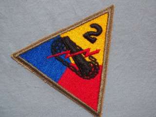 PATCH WW2 US ARMY 2ND ARMOR DIVISION MINTY COTTON CUTEDGE ORIGINAL 
