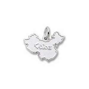 China Map Charm   Sterling Silver