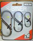 SILVER S BINER CARABINER KEYCHAIN KEY RING COMBO CLIPS SIZES 2 3 & 4 