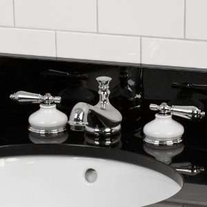 Tullamore Widespread Faucet with Porcelain Escutcheons & Metal Lever 