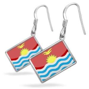 Earrings Kiribati Flag with French Sterling Silver 