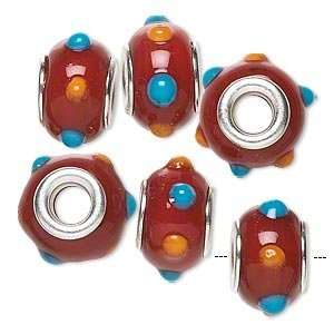  #7247 Bead, Dione™, lampworked glass with silver plated 